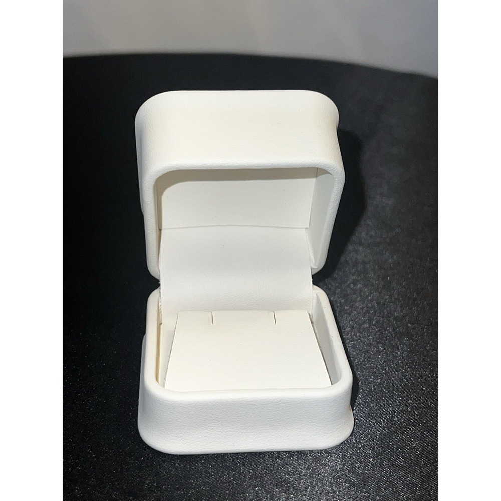 Brand new White Faux Leather Earring Gift Box – Hinged Presentation Box
